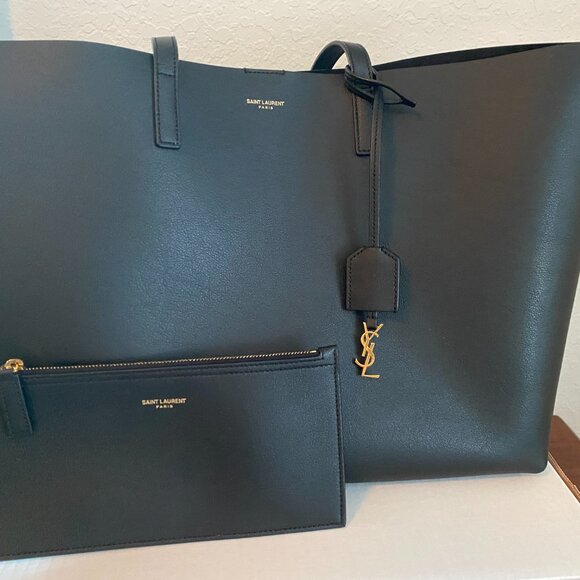 YSL SHOPPER TOTE BLACK LEATHER Authentic - Picture 2 of 16